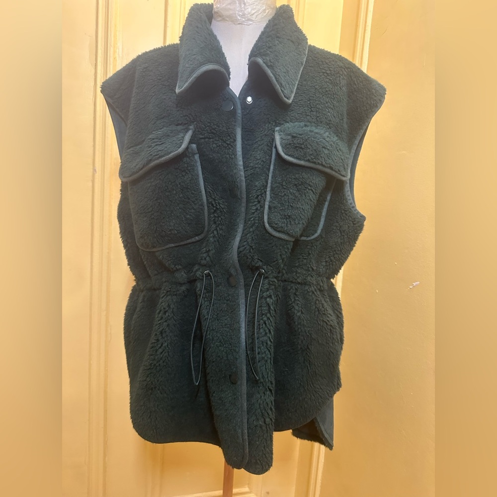 Anthropologie Forest Green Sherpa Vest